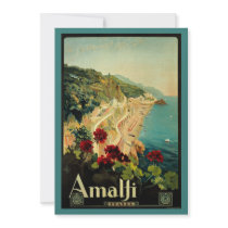 Vintage Travel Poster, Amalfi, Italy Invites