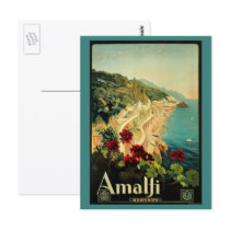 Vintage Travel Poster, Amalfi, Italy Postcard