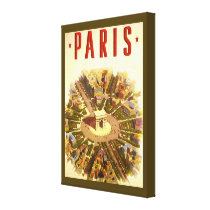Vintage Travel Poster Arc de Triomphe Paris France Gallery Wrapped Canvas