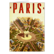 Vintage Travel Poster Arc de Triomphe Paris France Greeting Cards