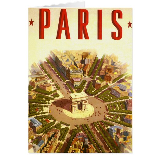 Vintage Travel Poster Arc de Triomphe Paris France Greeting Cards