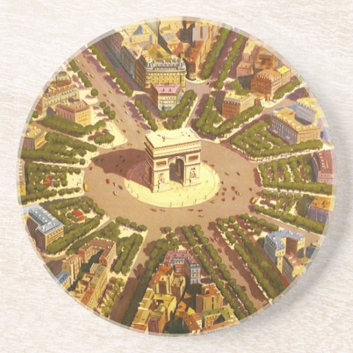 Vintage Travel Poster Arc de Triomphe Paris France Coaster