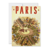 Vintage Travel Poster Arc de Triomphe Paris France Custom Invites
