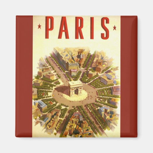 Vintage Travel Poster Arc de Triomphe Paris France Magnets