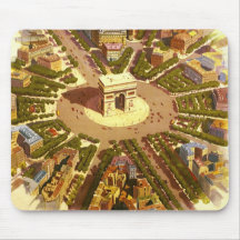 Vintage Travel Poster Arc de Triomphe Paris France Mousepad
