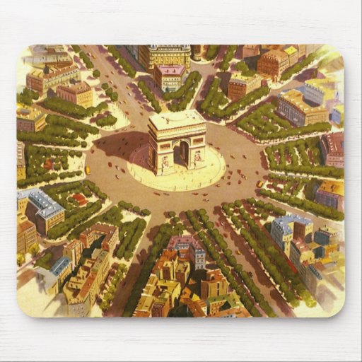 Vintage Travel Poster Arc de Triomphe Paris France Mousepad