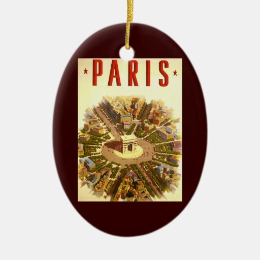 Vintage Travel Poster Arc de Triomphe Paris France Christmas Tree Ornament