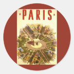 Vintage Travel Poster Arc de Triomphe Paris France Round Sticker