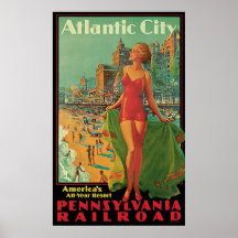Vintage Travel Poster; Atlantic City, Beach Blonde