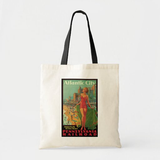 Vintage Travel Poster; Atlantic City, Beach Blonde Tote Bags