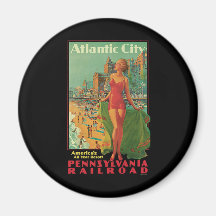Vintage Travel Poster; Atlantic City, Beach Blonde Refrigerator Magnet