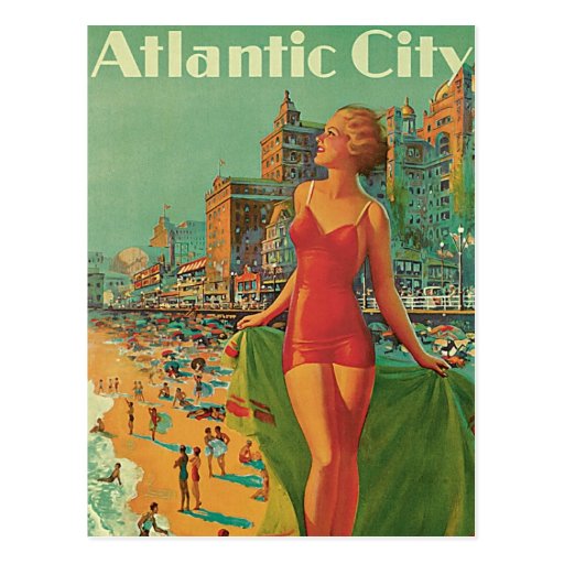 Vintage Travel Poster; Atlantic City, Beach Blonde Post Cards