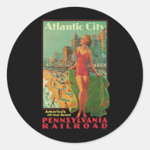 Vintage Travel Poster; Atlantic City, Beach Blonde Sticker