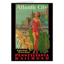 Vintage Travel Poster; Atlantic City Card