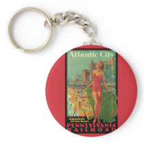 Vintage Travel Poster; Atlantic City Keychains