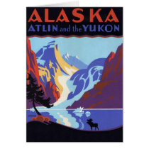 Vintage Travel Poster, Atlin and the Yukon, Alaska Greeting Cards