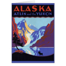 Vintage Travel Poster, Atlin and the Yukon, Alaska Greeting Cards
