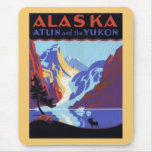 Vintage Travel Poster, Atlin and the Yukon, Alaska Mousepads