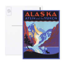 Vintage Travel Poster, Atlin and the Yukon, Alaska Post Card