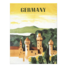 Vintage Travel Poster, Bavaria Castle, Germany Personalized Announcement