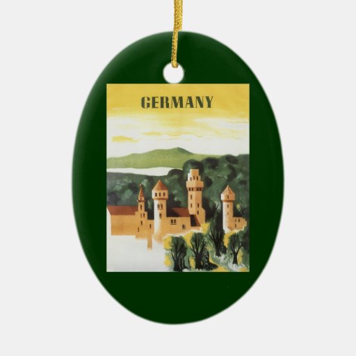 Vintage Travel Poster, Bavaria Castle, Germany Ornament