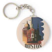 Vintage Travel Poster, Boston, Massachusetts Key Chain
