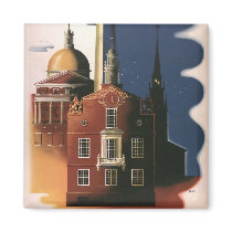 Vintage Travel Poster, Boston, Massachusetts Refrigerator Magnets