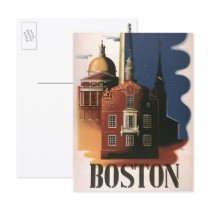 Vintage Travel Poster, Boston, Massachusetts Post Card