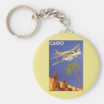 Vintage Travel Poster Cairo Egypt Africa Airplane Key Chains