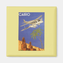 Vintage Travel Poster Cairo Egypt Africa Airplane Refrigerator Magnet