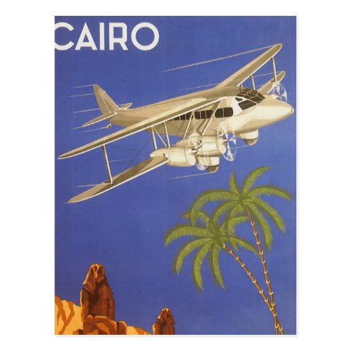 Vintage Travel Poster Cairo Egypt Africa Airplane Postcard