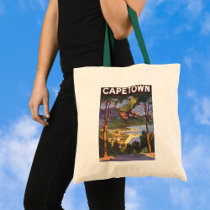 Vintage Travel Poster, Cape Town, Africa Tote Bags