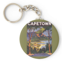 Vintage Travel Poster, Cape Town, Africa Key Chains