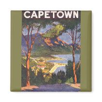 Vintage Travel Poster, Cape Town, Africa Magnets