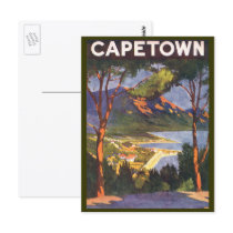 Vintage Travel Poster, Cape Town, Africa Postcard