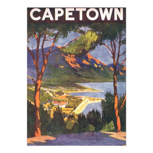 Vintage Travel Poster, Cape Town, South Africa Custom Announcement