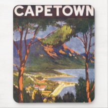 Vintage Travel Poster, Cape Town, South Africa Mouse Pad