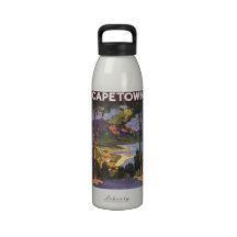Vintage Travel Poster, Cape Town, South Africa Drinking Bottle