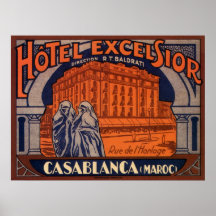 Vintage Travel Poster, Casablanca, Morocco, Africa
