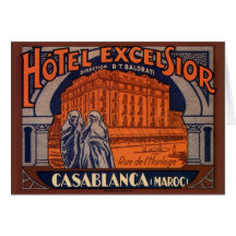 Vintage Travel Poster, Casablanca, Morocco, Africa Greeting Card