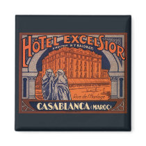 Vintage Travel Poster, Casablanca, Morocco, Africa Magnets