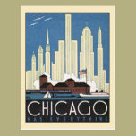 Vintage Travel Poster, Chicago, Illinois Skyline postcards