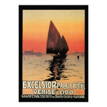 Vintage Travel Poster, Excelsior Palace Venice Announcements