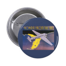 Vintage Travel Poster, Florida from Air Airplane Button