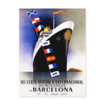 Vintage Travel Poster For Barcelona Postcard