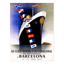 Vintage Travel Poster For Barcelona Postcard