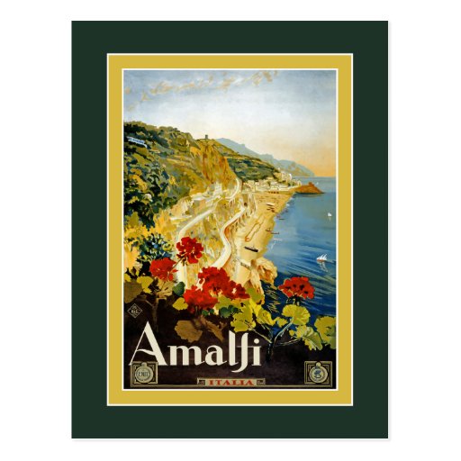 Vintage Travel Poster For Italy Postcard