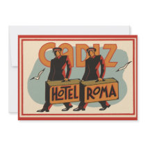 Vintage Travel Poster, Hotel Roma, Cadiz, Spain Announcements