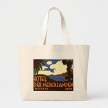 Vintage Travel Poster, Indonesia Canvas Bags