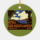 Vintage Travel Poster, Indonesia Christmas Tree Ornament